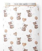 Tissu - Oursons ballons aquarelle