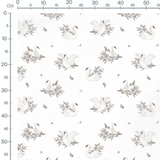 Tissu - Cygnes et feuillages gris