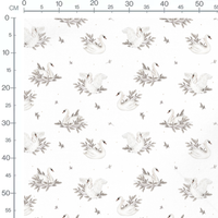 Tissu - Cygnes et feuillages gris