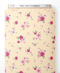 Tissu - Fleurs roses et bourgeons