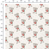 Tissu - Koalas colorés sur fond beige