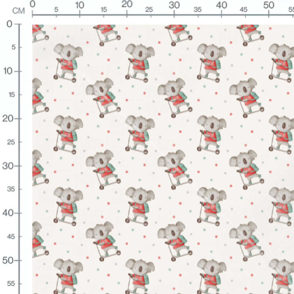 Tissu - Koalas colorés sur fond beige