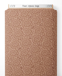 Tissu - Fleurs stylisées beige