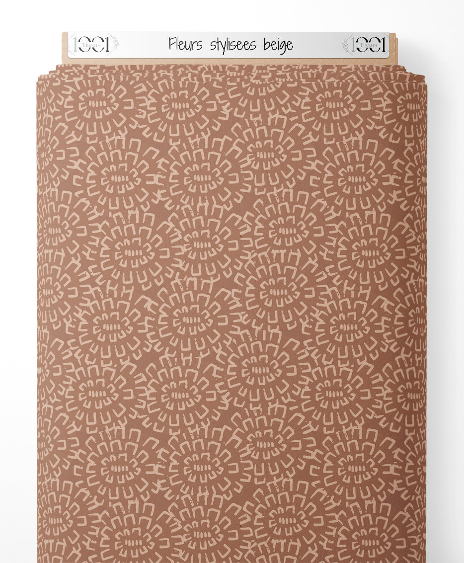 Tissu - Fleurs stylisées beige