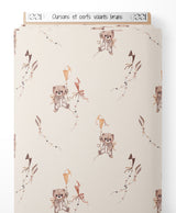 Tissu - Oursons et cerfs-volants bruns