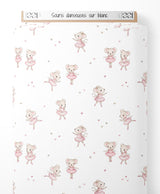 Tissu - Souris danseuses sur blanc