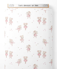 Tissu - Souris danseuses sur blanc