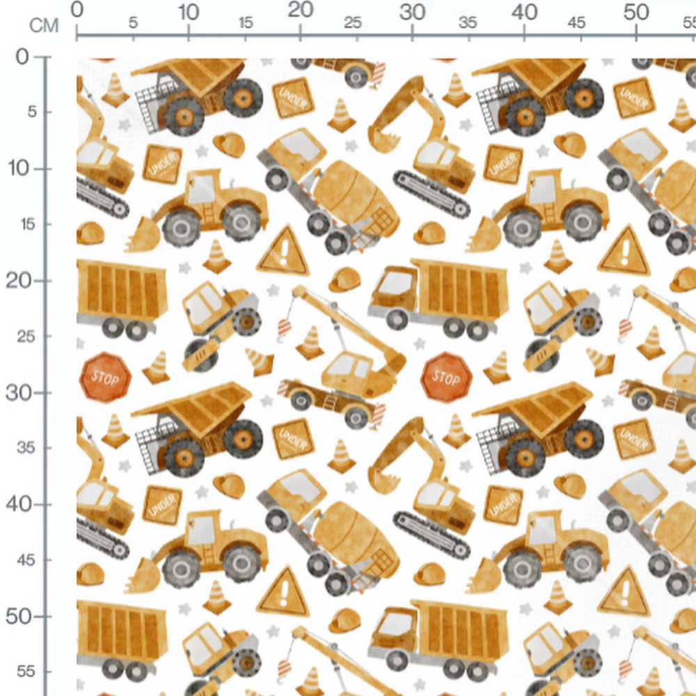 Tissu - Engins de chantier orange