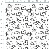 Tissu - Tissu Licorne Nuages Doodle