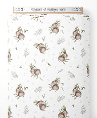 Tissu - Rongeurs et feuillages verts