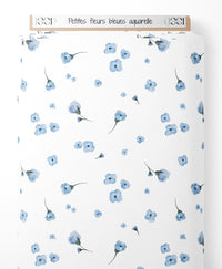 Tissu - Petites fleurs bleues aquarelle