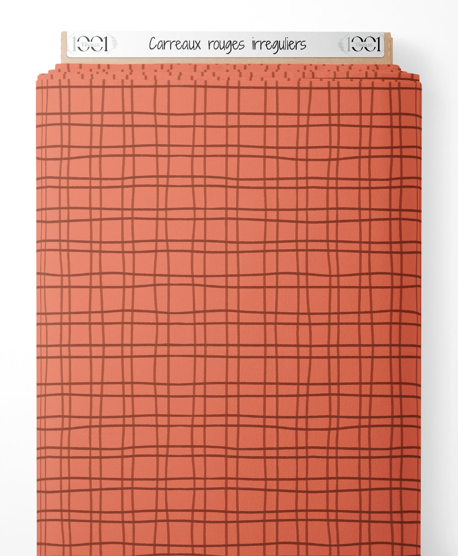 Tissu - Carreaux rouges irréguliers