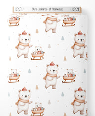 Tissu - Ours polaires et traîneaux