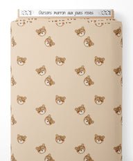 Tissu - Oursons marron aux joues roses