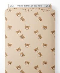 Tissu - Oursons marron aux joues roses
