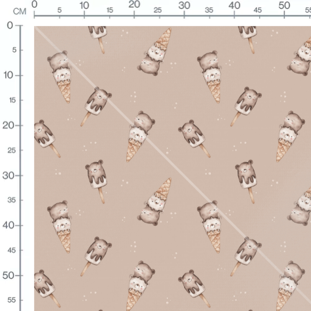 Tissu - Oursons fondants sur beige