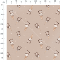 Tissu - Oursons fondants sur beige