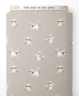 Tissu - Raton laveur en poses variées