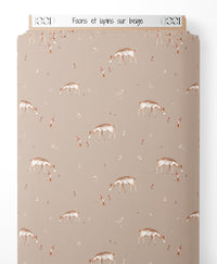 Tissu - Faons et lapins sur beige