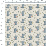 Tissu - Hippopotames et feuillages verts