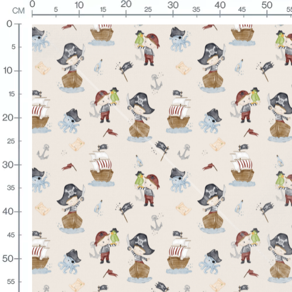 Tissu - Pirates et bateaux beige