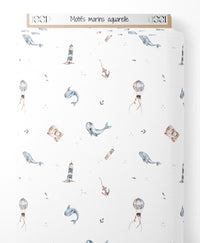 Tissu - Motifs marins aquarelle