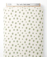 Tissu - Pois verts sur fond crème