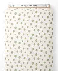 Tissu - Pois verts sur fond crème