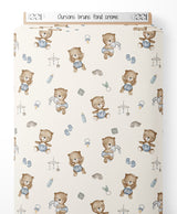 Tissu - Oursons bruns sur fond crème