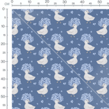 Tissu - Canards fleuris sur fond bleu