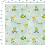 Tissu - Grenouilles en imperméable jaune