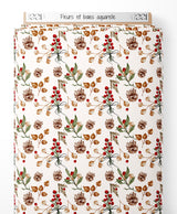 Tissu - Fleurs et baies aquarelle