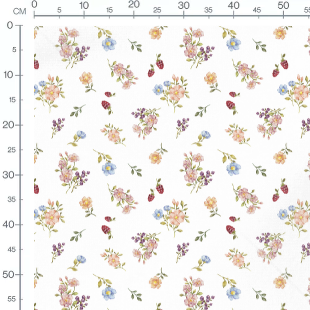 Tissu - Fleurs roses et bleues vives 3