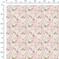 Tissu - Pivoines et papillons délicats