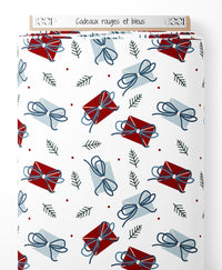 Tissu - Cadeaux rouges et bleus