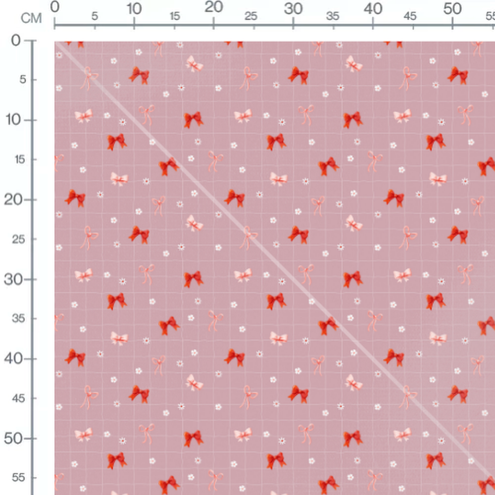 Tissu - Nœuds rouges et fleurs blanches