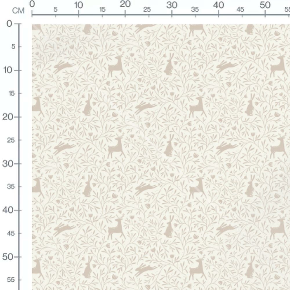 Tissu - Cerfs et lapins beige