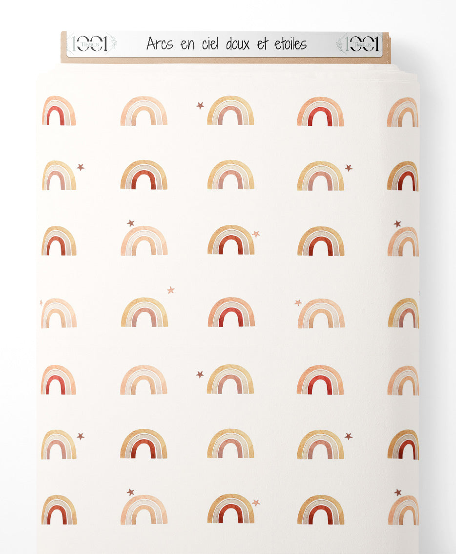 Tissu - Arcs-en-ciel doux et étoiles