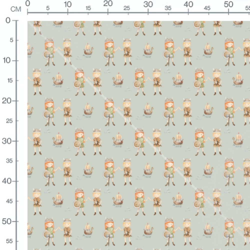 Tissu - Enfants vikings et bateaux