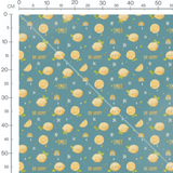 Tissu - Citrons souriants sur bleu