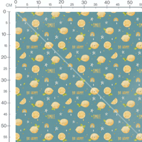Tissu - Citrons souriants sur bleu
