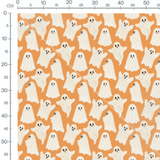 Tissu - Fantômes blancs sur fond orange