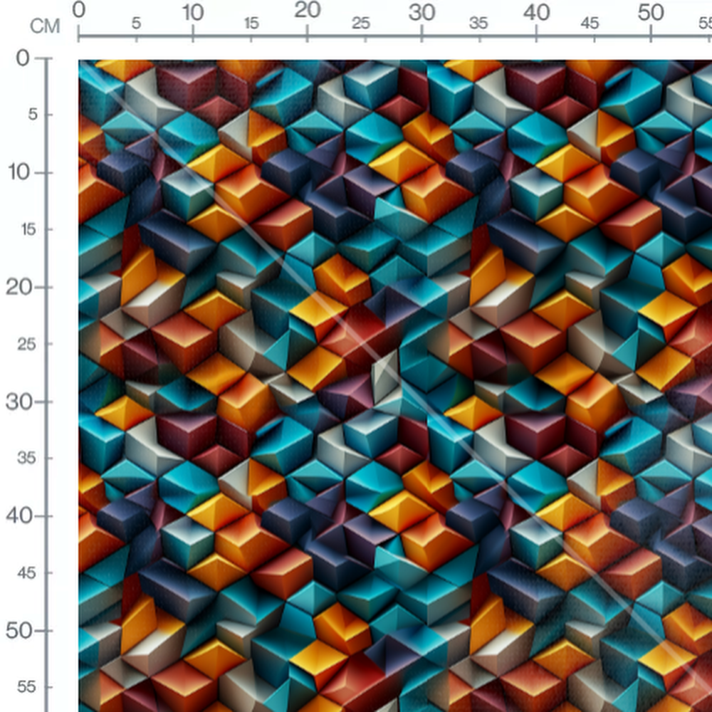 Tissu - Prismes Géométriques Colorés