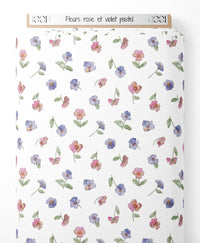 Tissu - Fleurs rose et violet pastel