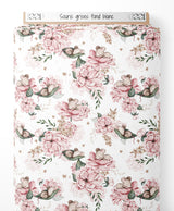 Tissu - Souris grises sur fond blanc