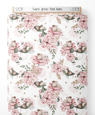 Tissu - Souris grises sur fond blanc