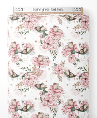 Tissu - Souris grises sur fond blanc