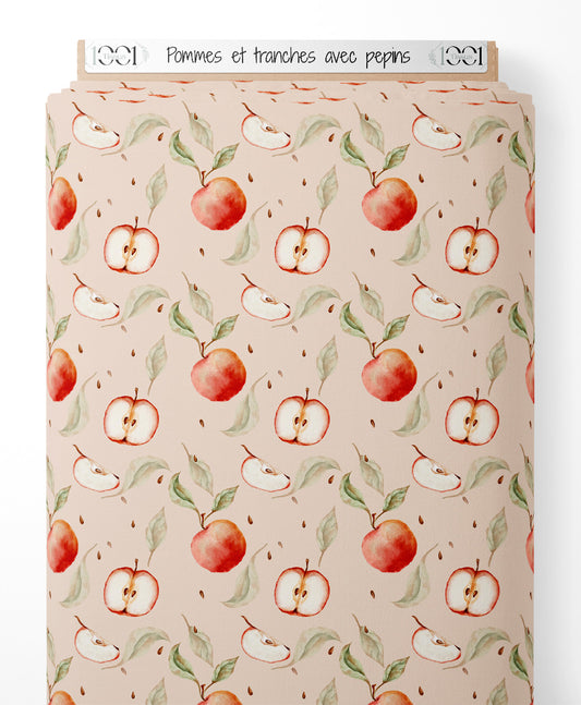 Tissu - Pommes et tranches avec pépins