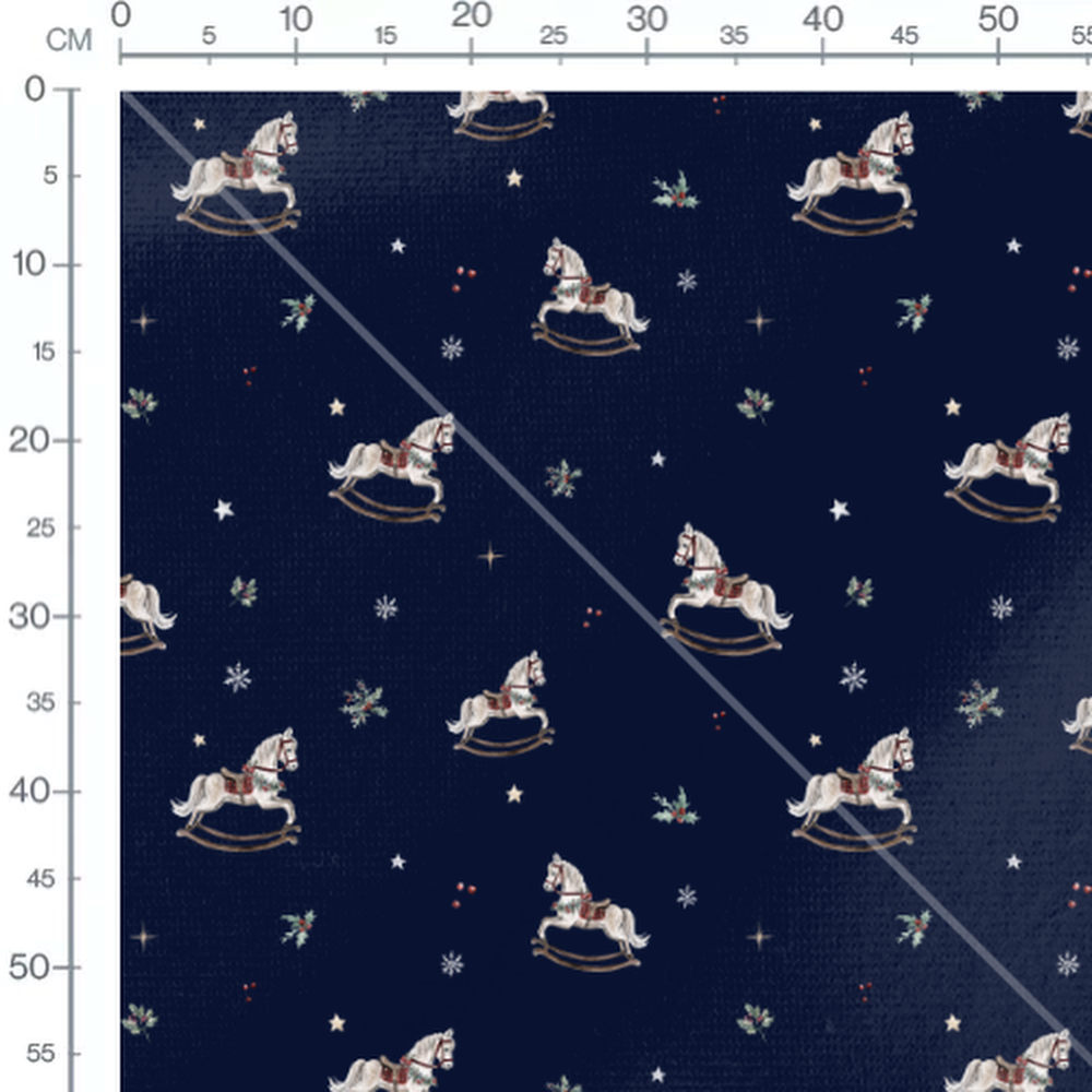 Tissu - Chevaux à bascule et flocons