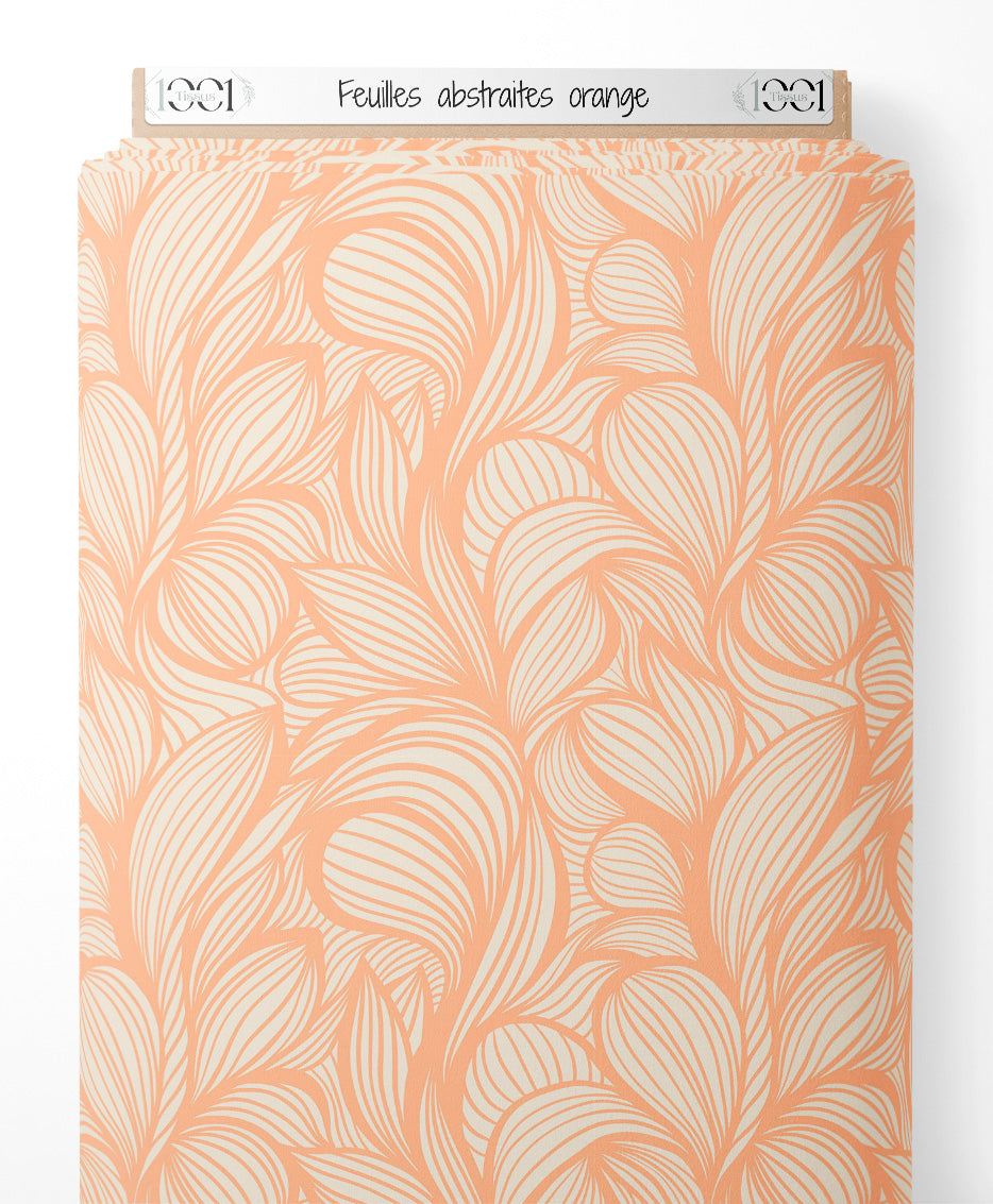 Tissu - Feuilles abstraites orange